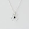 Black Diamond with Sterling Silver Slim Circle Pendant Necklace
