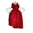 Merino wool scarf in red with silk fibre embellishment