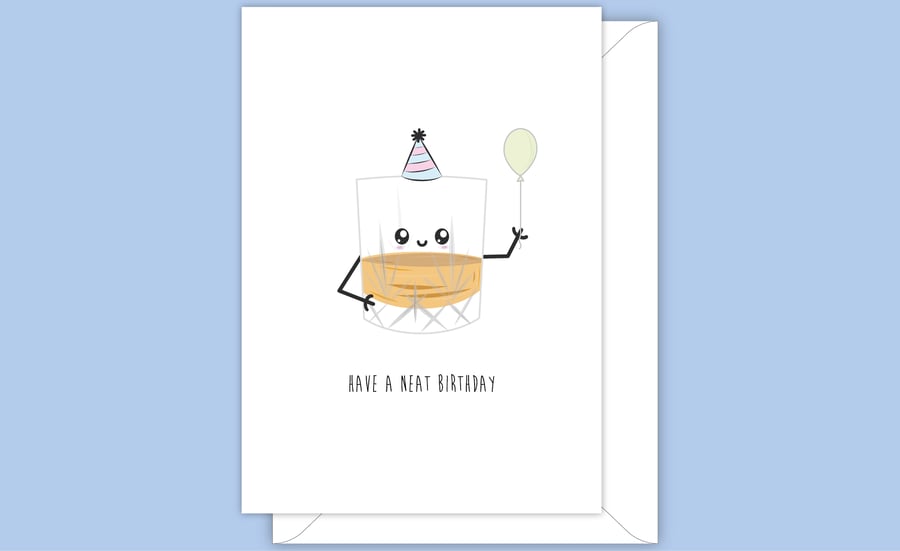 Funny Birthday Card, Happy Glass of Whisky
