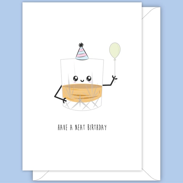 Funny Birthday Card, Happy Glass of Whisky