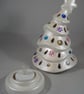 White Glittery Ceramic Xmas Christmas Tree Candle Tea Light Holder Decoration.   - Image 7