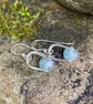 Silver and aquamarine small dangle earrings 