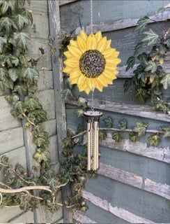 Sunflower windchime, original art and hand painted