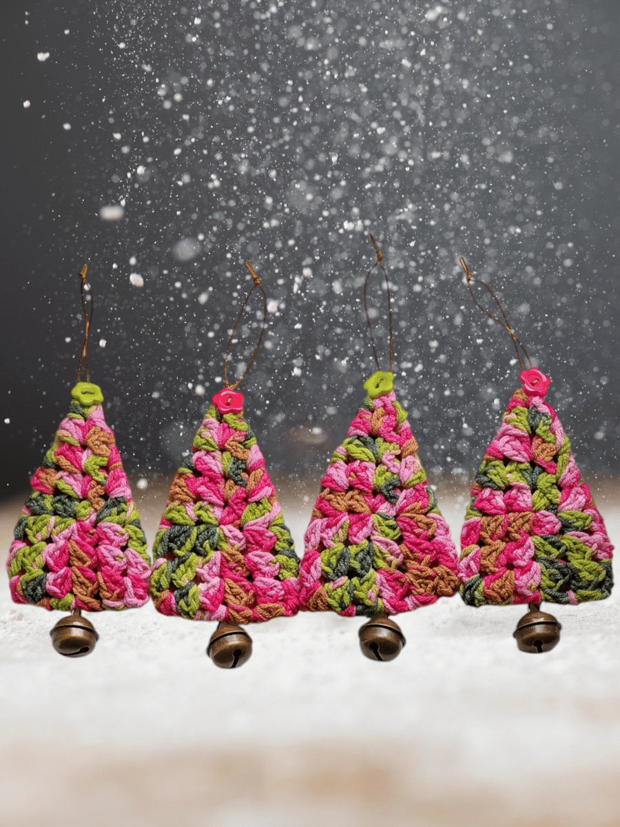 Colourful crochet boho Christmas tree decorations 