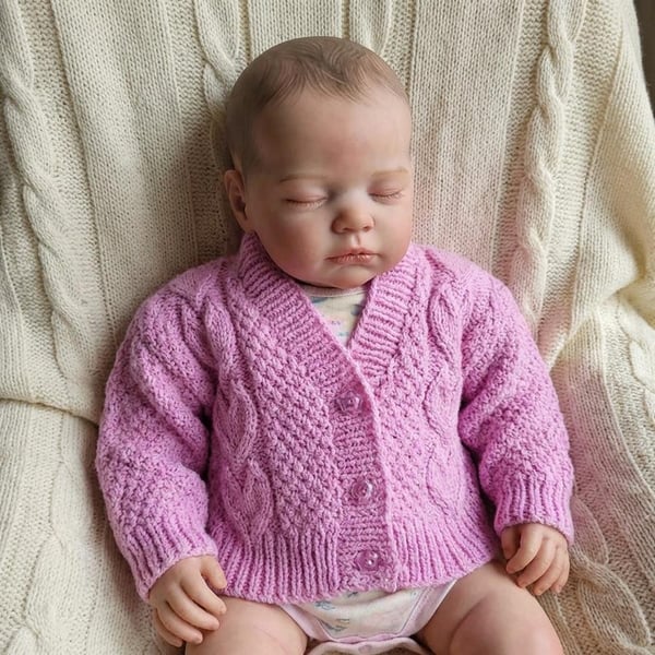Baby Girls 0-3 Months Hand Knitted Cardigan, V Neck, Pink with Textured Hearts