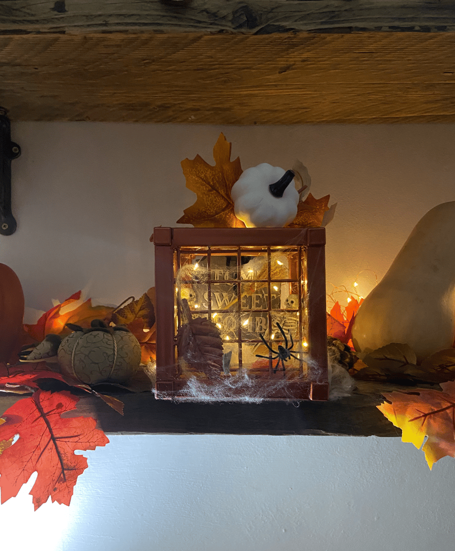 Handmade Steel Halloween Light Box - Spooky Cage Display with LED Lights