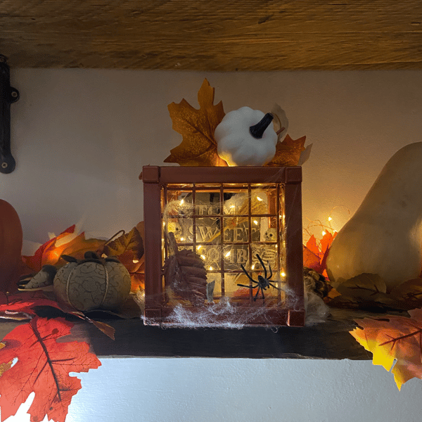 Handmade Steel Halloween Light Box - Spooky Cage Display with LED Lights