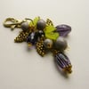 Purple, Green Beaded Gold Plate Grape Bunch Handbag Charm   KCJ1227