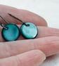 Turquoise blue enamel circle earrings - Image 2