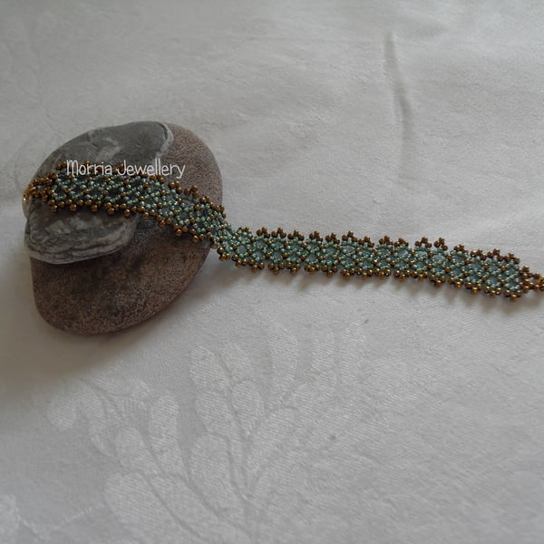 Aqua and Bronze Bracelet