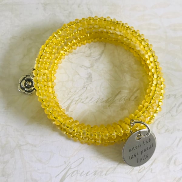 Beaded Memory Wire Bracelet With Charms Folksy