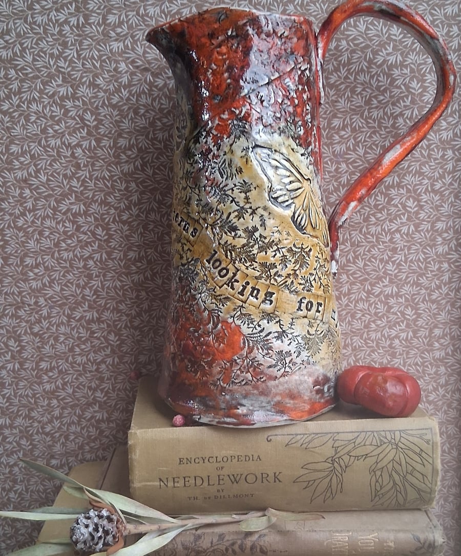 Emily Dickinson "lanterns" jug stoneware in Burnt tomato and amber