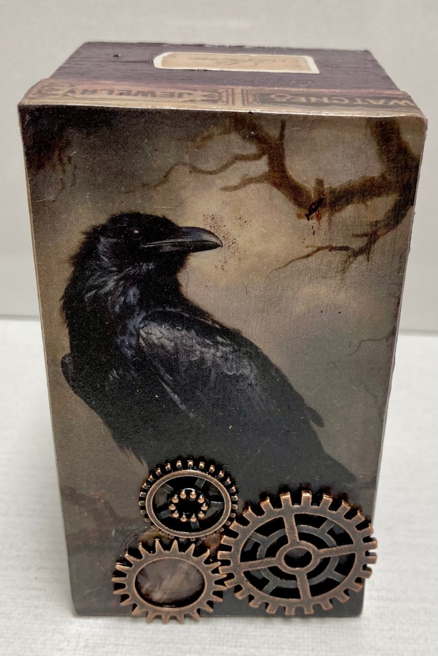 Dark Raven Steampunk Trinket Stash Keepsake Box Gothic Box Samhain 