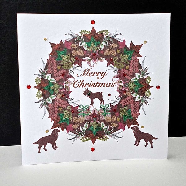 Happy Christmas Dog Garland -Handmade Card
