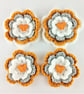 Crochet flowers - set of mixed colours crochet flowers with bead in the middle