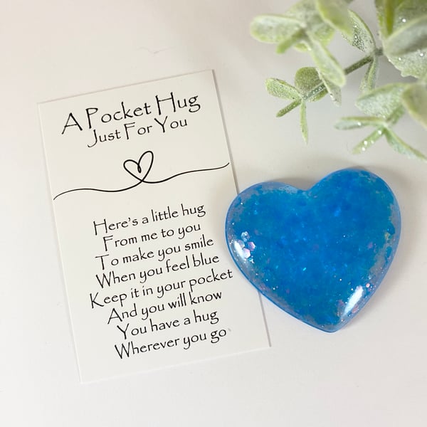 Mermaid Chunky Glitter Resin Pocket Hug Heart & Card