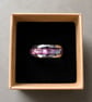 Abalone Pink Shell-Resin Inlay Tungsten Carbide Ring Size S - Image 3