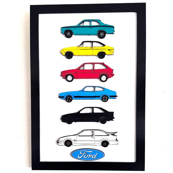 Ford's Fast Cars Wooden Wall Art 3D effect image