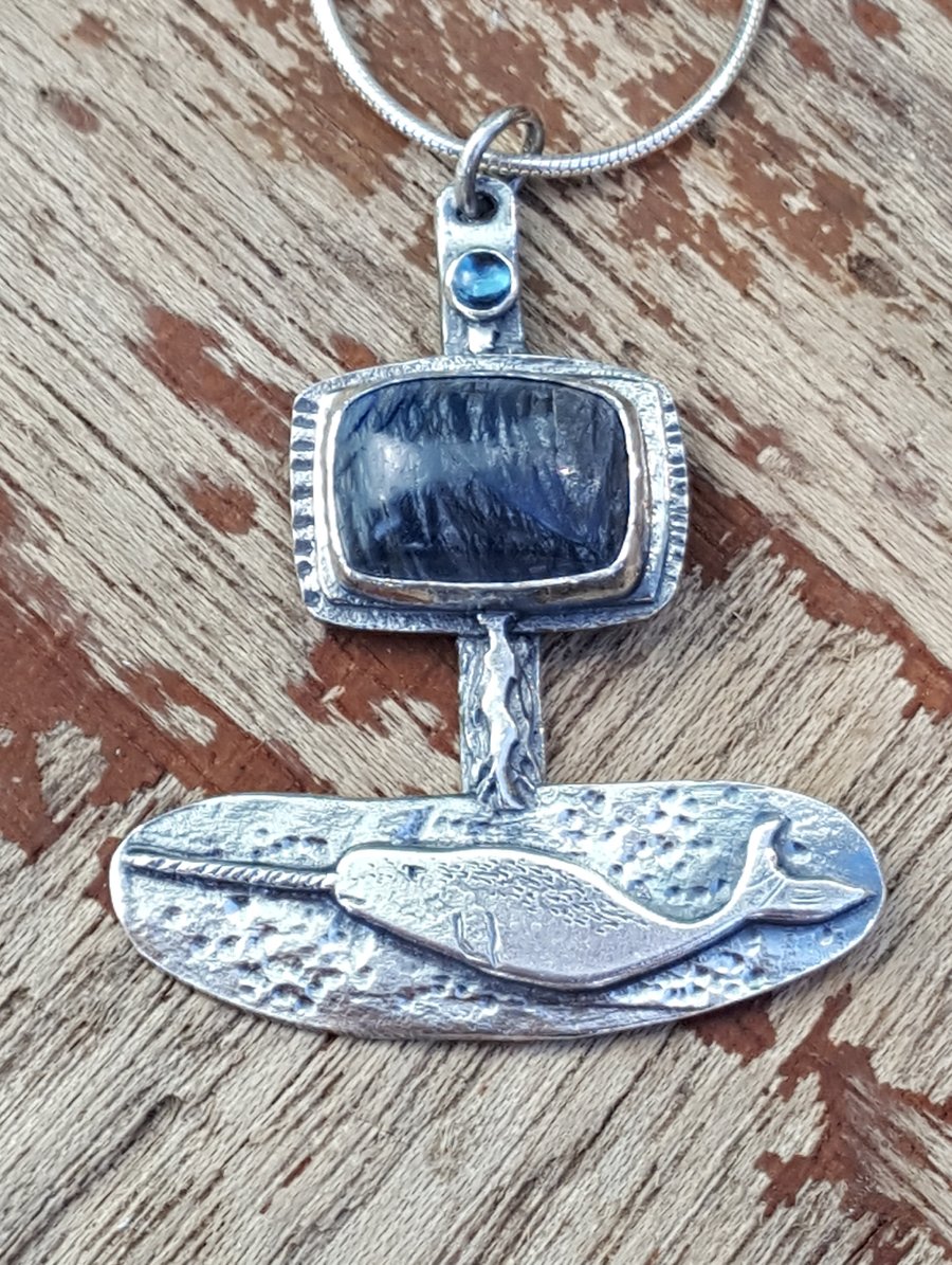 Narwhal Pendant with Azurite Stone