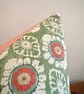 Maya Apple Green & Paprika Floral Cushion Cover, Square Cushion - Image 3