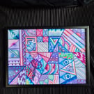 Original A4 Unframed Abstract Zentangle Art - Groovy