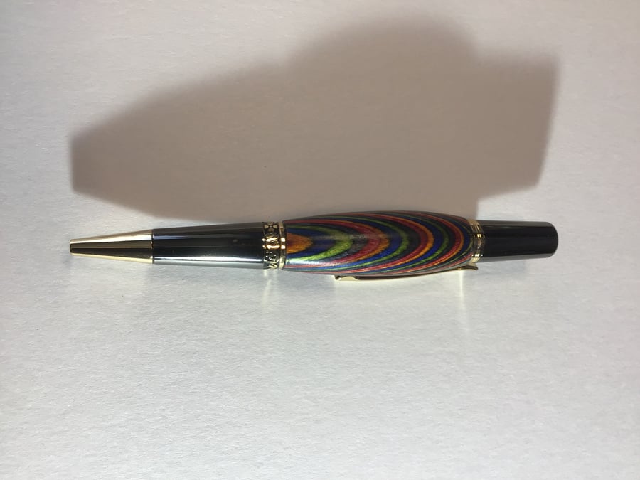 Multicolored wooden ball point pen
