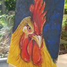 Chicken Painting,  original one of a kind painting in Folk Art style 
