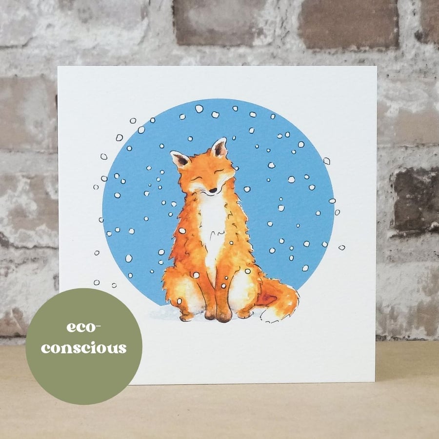 Christmas Card Snow Fox Ecofriendly