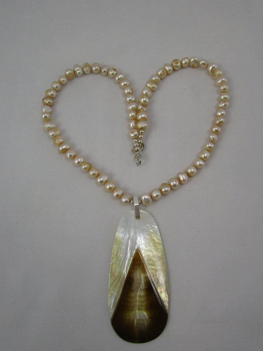 Freshwater Pearls and Natural Shell Necklace