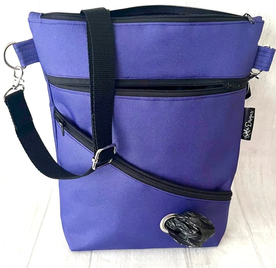 Dog walking bags mauve waterproof