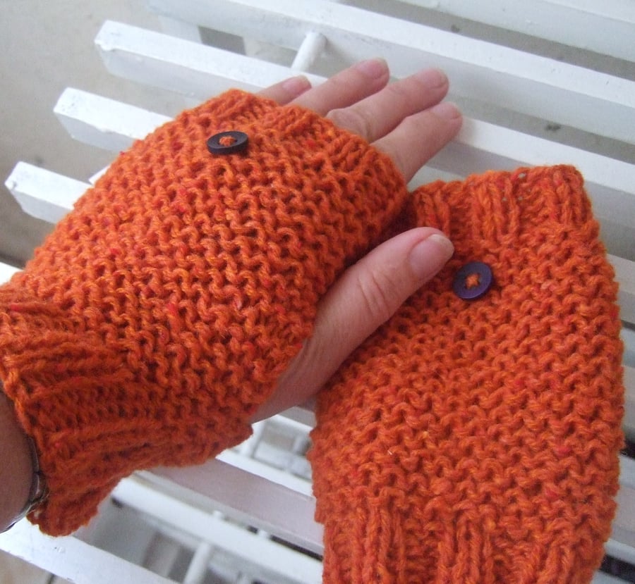 Orange Fingerless Gloves