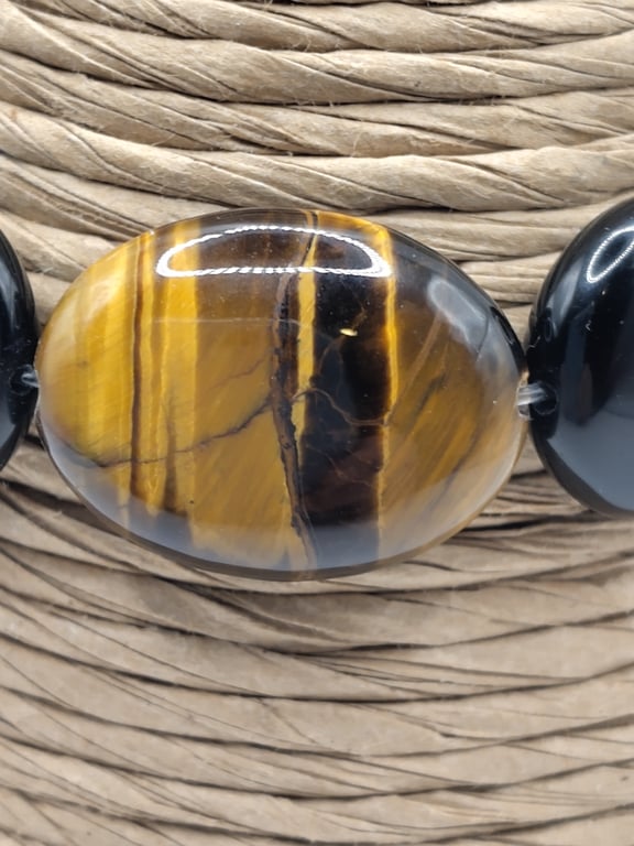 Cassini. Tiger Eye and Black Agate Stone Bracelet by B.D.S.