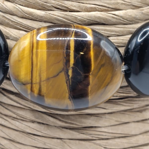 Cassini. Tiger Eye and Black Agate Stone Bracelet by B.D.S.