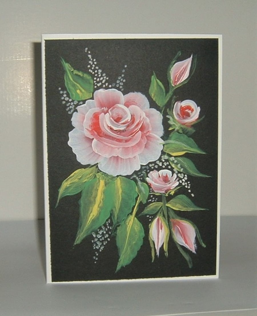 hand painted floral all occasions greetings card ( ref F 257)