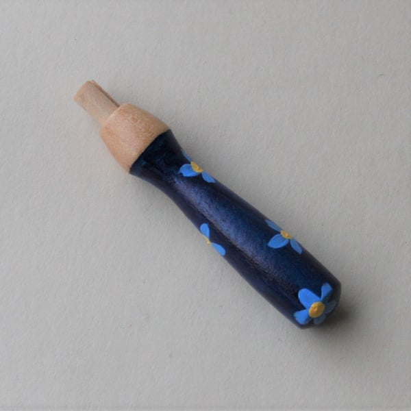 Forget-Me-Not needle grip - hand painted wooden tool for needle felting