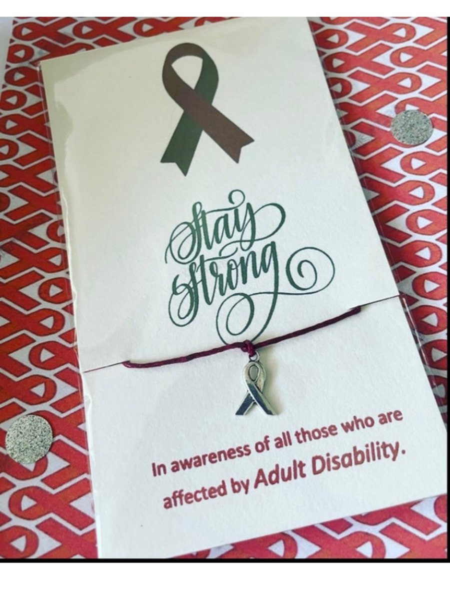 Adult disability awareness bracelet wish bracelet ribbon charm wish bracelet 
