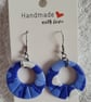 Handmade Polymer Clay Blue Hoop Earrings, 316 Surgical Stainless Steel - Image 1