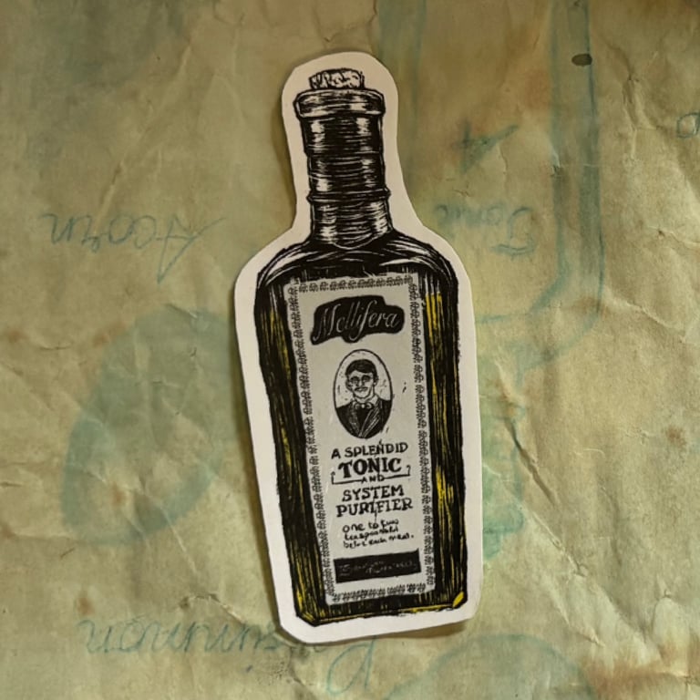 Mellifera Dynasty paper sticker - tonic bottle