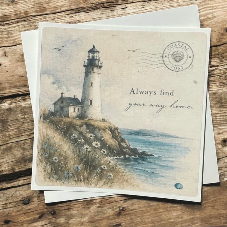 Always Find Your Way Home Lighthouse Greeting Card – Coastal Card - Seaside Card