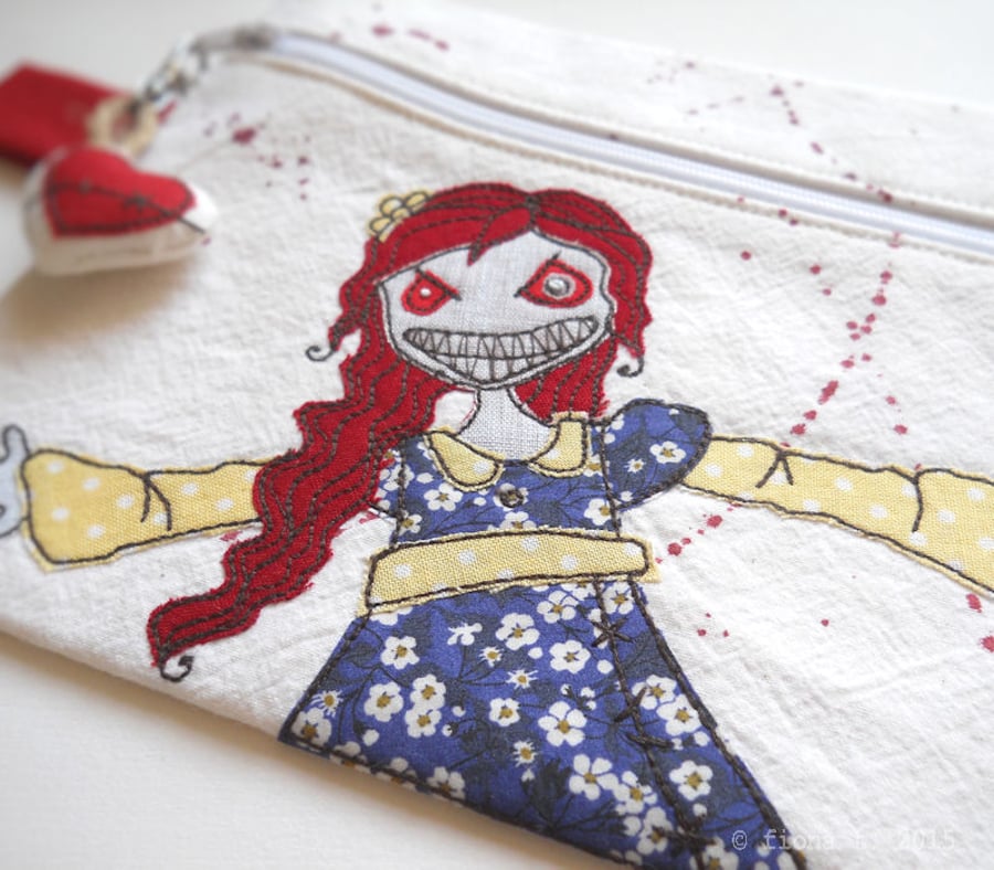 embroidered zombie pencil case