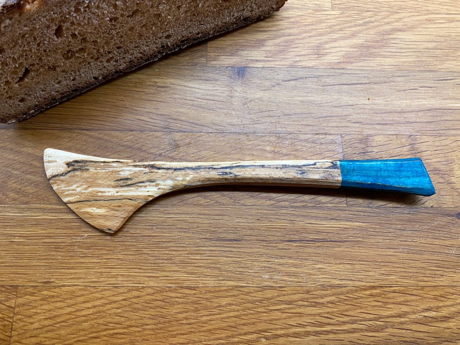Spalted Beech Wood Spreader in blue 
