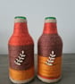 Handmade Autumn Yarn Wrapped Glass Bottle Vases - Set of 2 - Rustic Leaf Detail