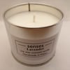 Lavender essential oil scented soy wax candle tin handmade in mid Wales