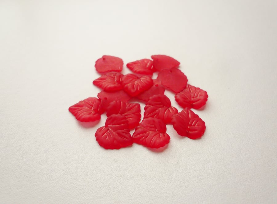 15 Bright Red Lucite Leaves
