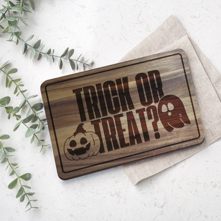 Trick or Treat Chopping Board - 03: Halloween Kitchen Decor, Spooky Season Gift 