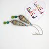 Map paper bead long earrings