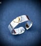Silver Toe Ring with Gold Heart, Sterling Silver toe ring, adjustable toe ring,  - Image 3