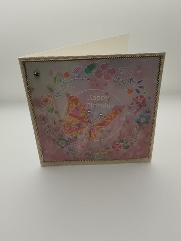 Handmade Embossed Butterfly Birthday Card 
