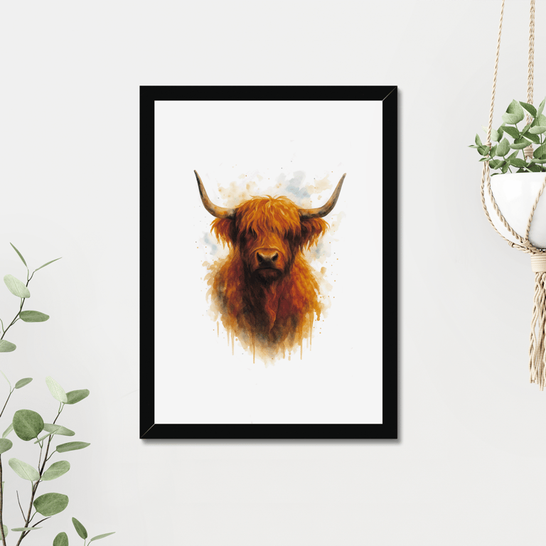 Highland Cow Watercolour Print - A5 to A3 Giclee Print (Unframed)