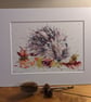 Autumn Hedgehog - An A4 or A3  signed print of an original painting